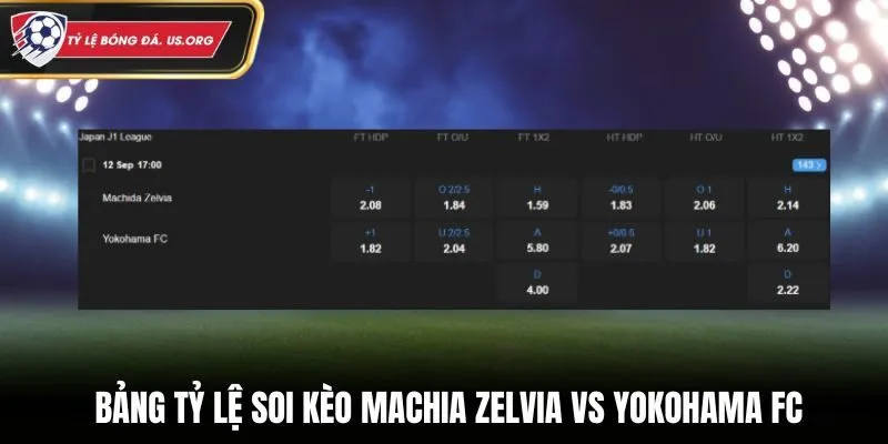 Soi kèo Machida Zelvia vs Yokohama FC - bảng tỷ lệ chi tiết